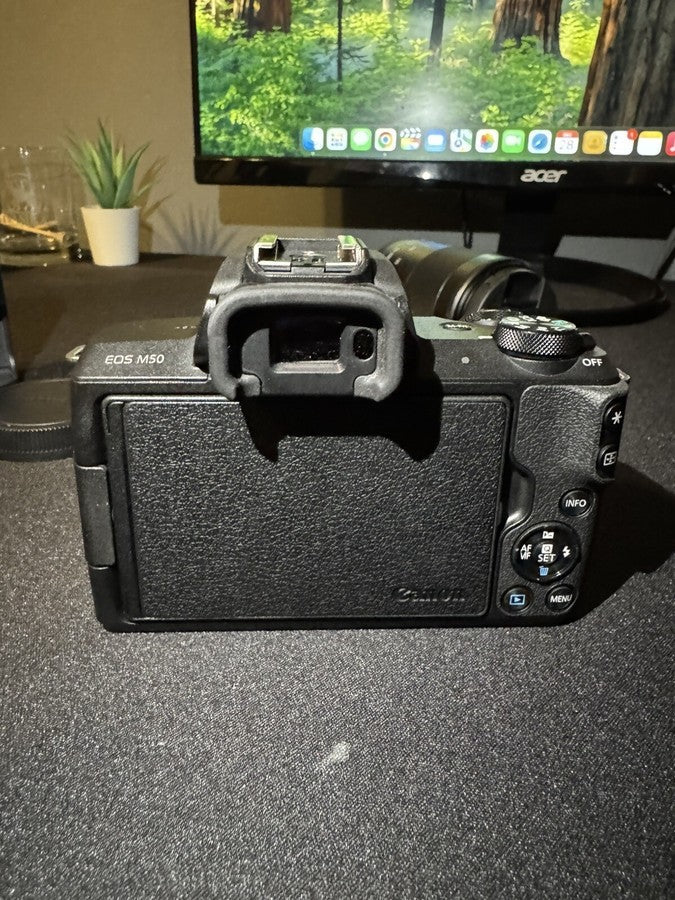 Canon EOS M50 24.1MP Mirrorless Camera with 15-45mm and 55-200mm Lenses Black
