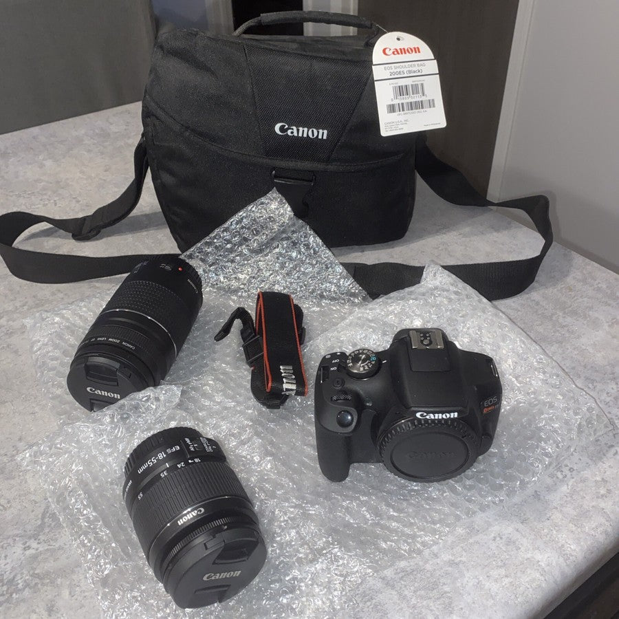 Canon EOS Rebel T7 24.1MP DSLR Camera with 18-55mm and 75-300mm Lenses Black