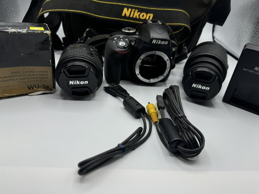 Nikon D3300 24.2MP DSLR Camera with 18-55mm and 55-200mm Lenses Black
