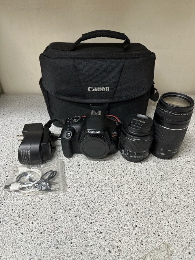 Canon EOS Rebel T6 18.0MP DSLR Camera with 18-55mm and 75-300mm Lenses Black